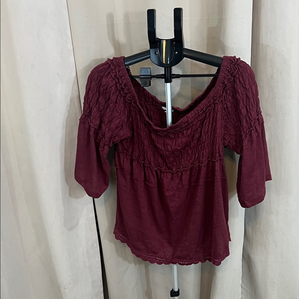Maurices Off-Shoulder Maroon Blouse